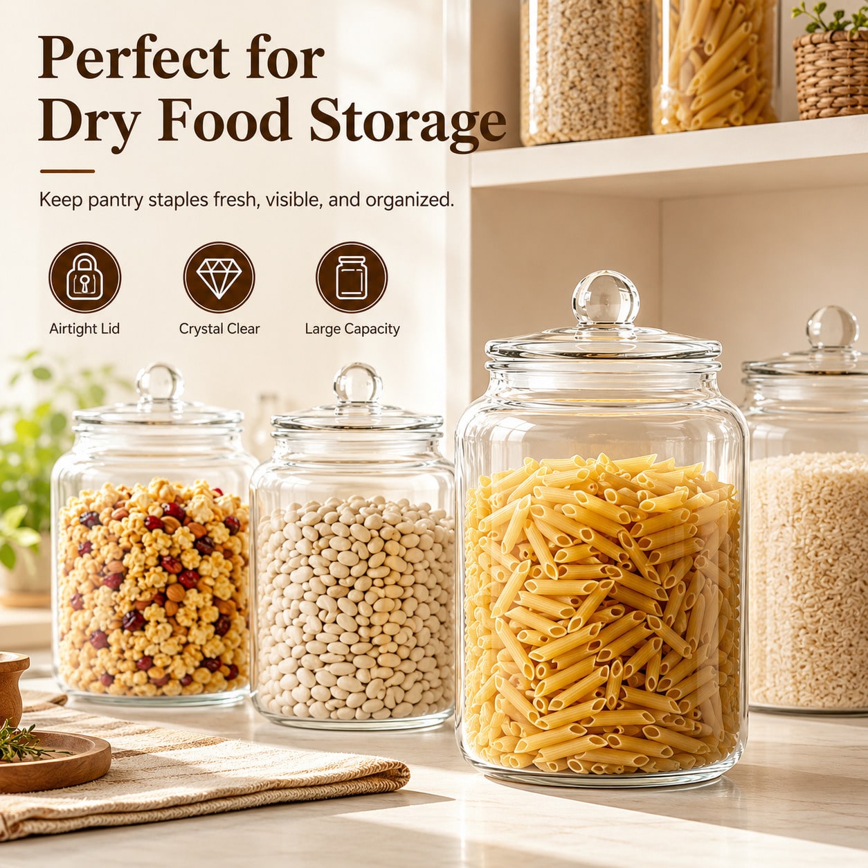 Glass Food Storage Xl - Frascos de vidrio transparente grandes con