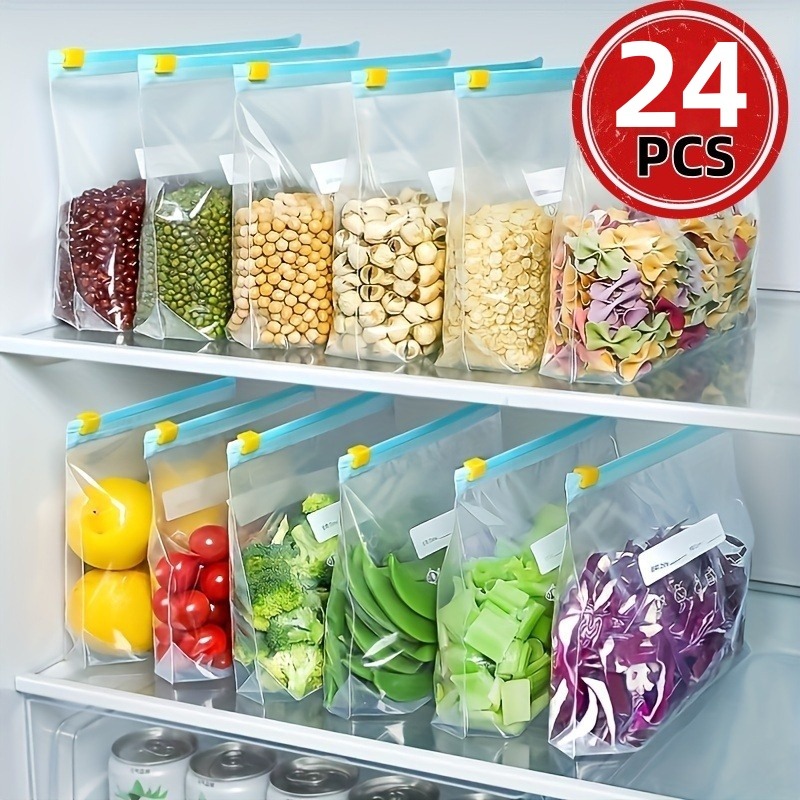 Food Storage Reusable Bags - 24 bolsas reutilizables con cierre hermético