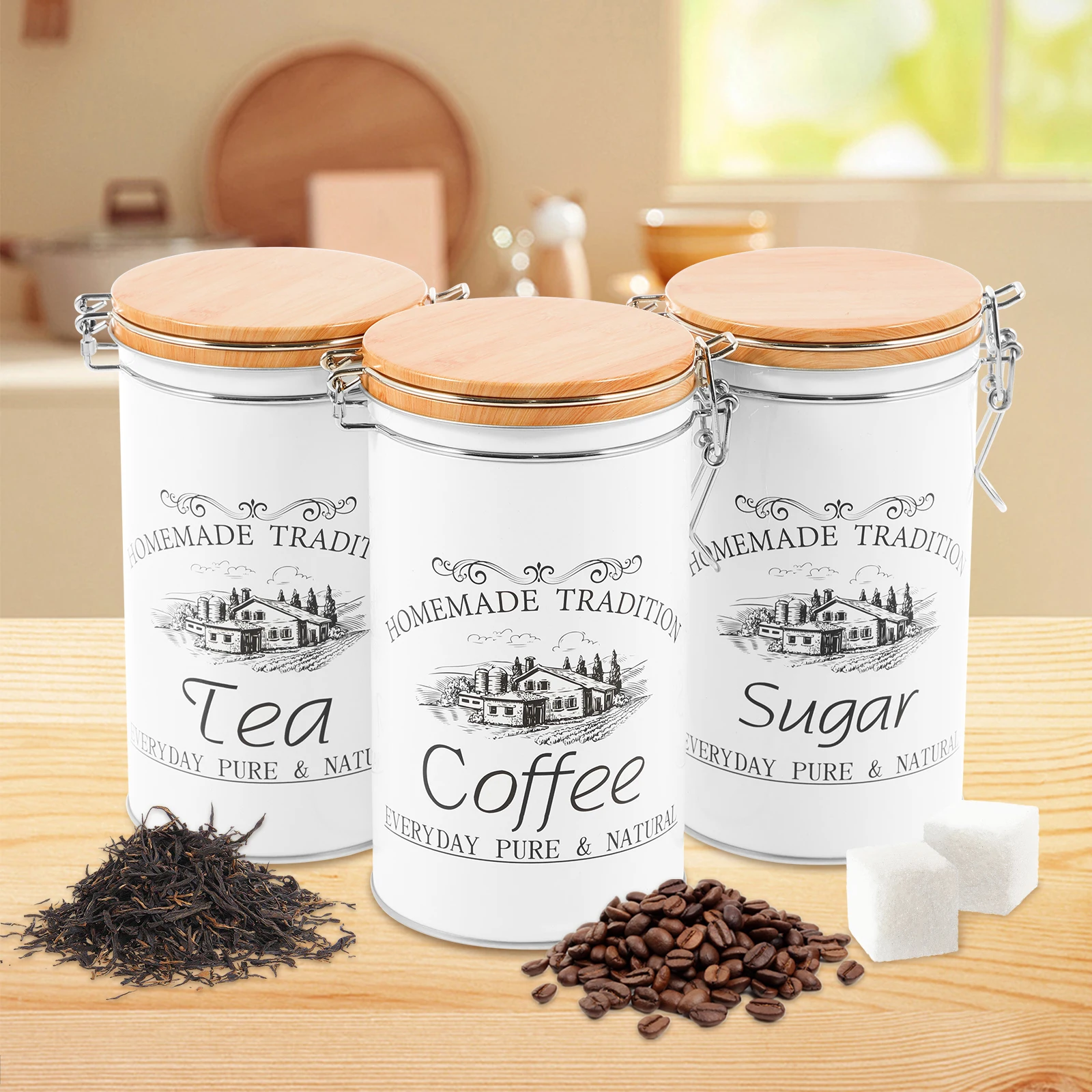 Food Storage Jar Set - 3 unids/set de botes de azúcar