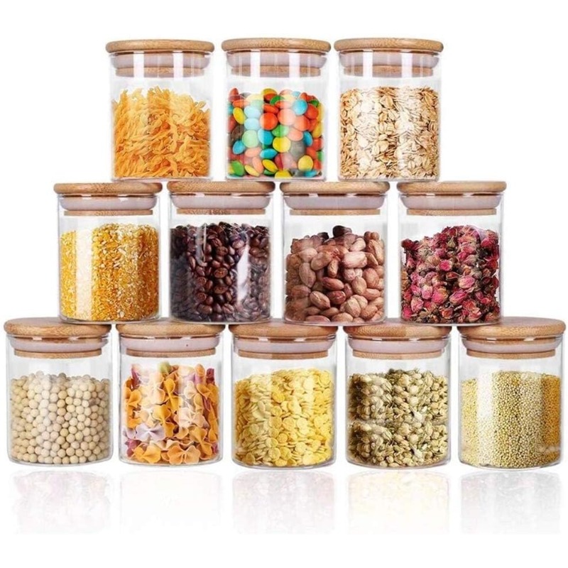 Food Storage Glass Set - Juego de 12 tarros de vidrio