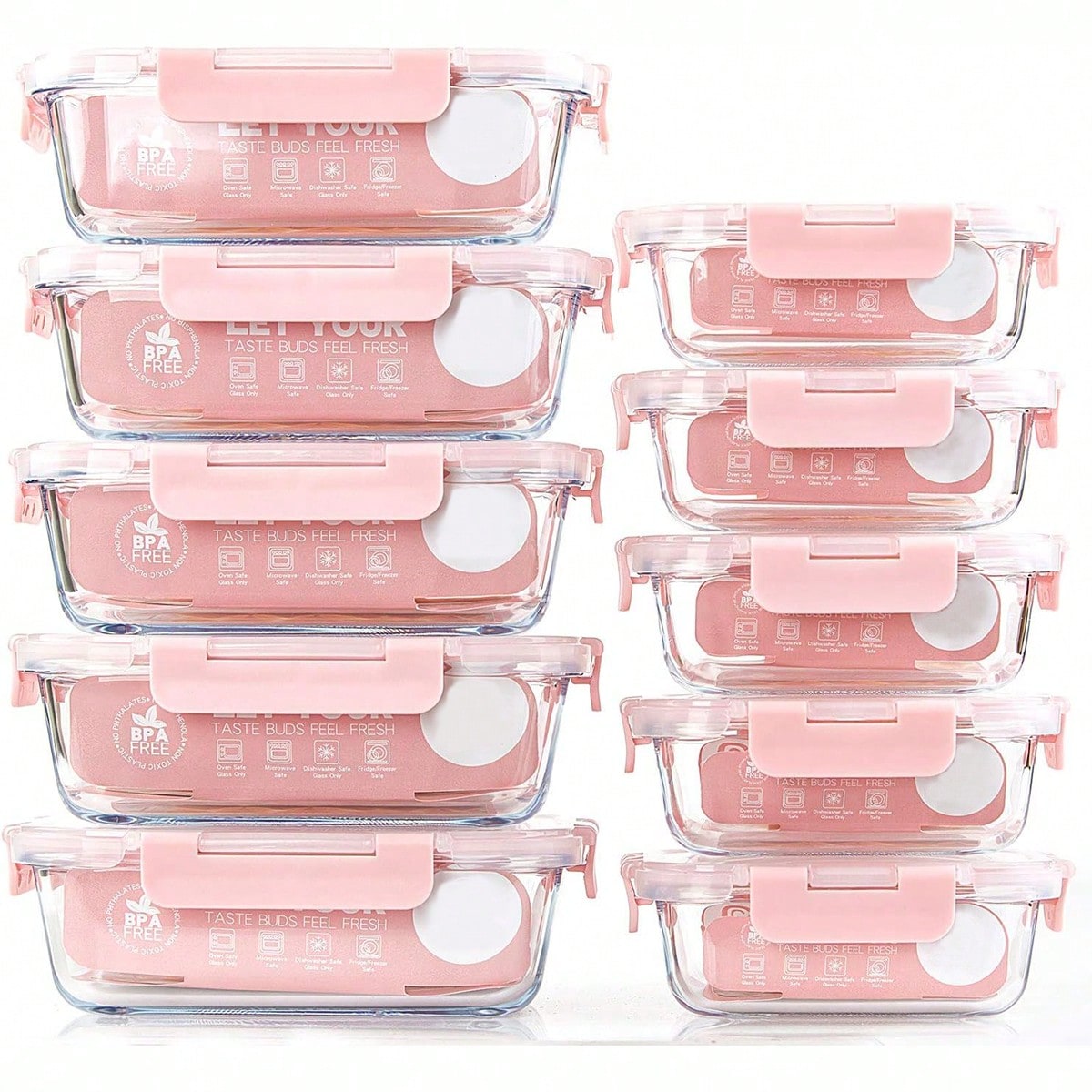 Food Storage Made Easy - Paquete de 10 recipientes de vidrio