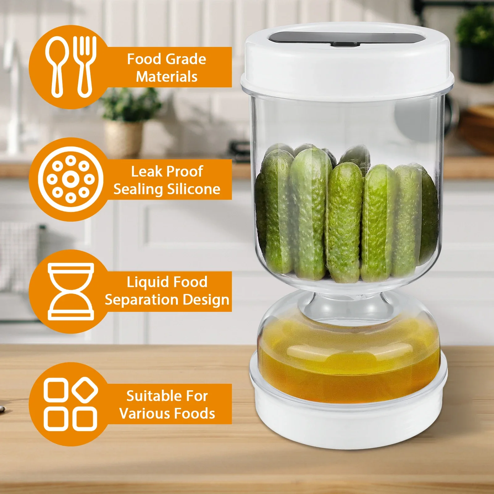 Food Storage Jars Airtight - Contenedor de pepinillos, separación húmeda y