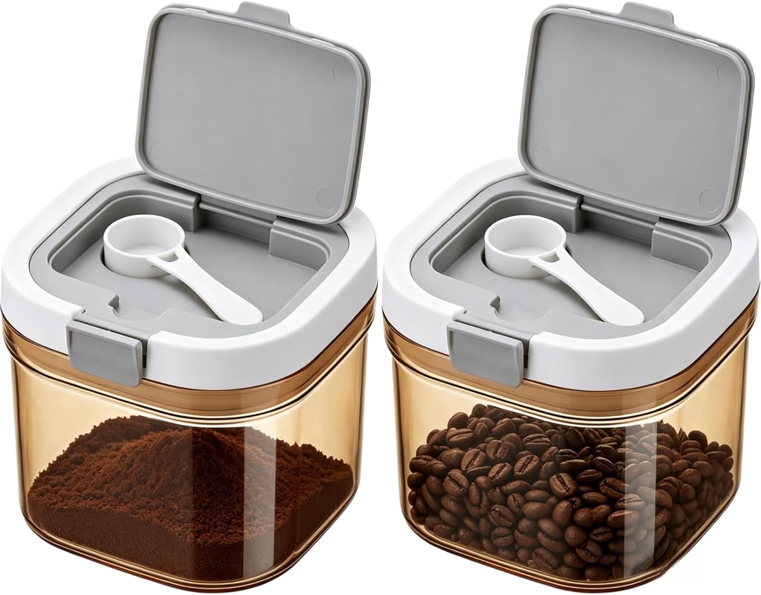 Food Storage Jars Airtight - 2 Recipientes para Café con Cuchara,