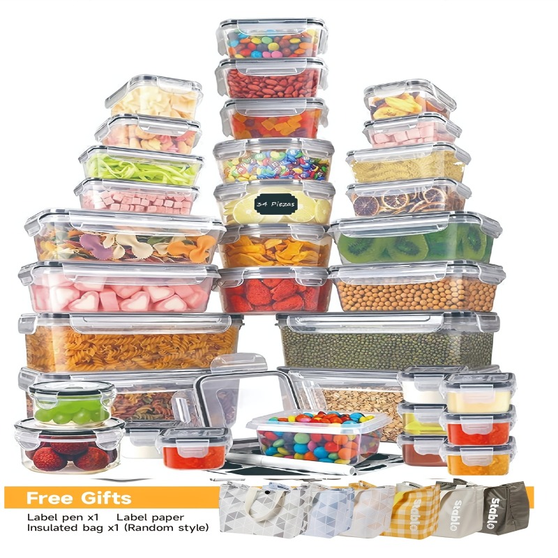 Food Storage Jar Set - Juego de 48 Recipientes para Almacenamiento