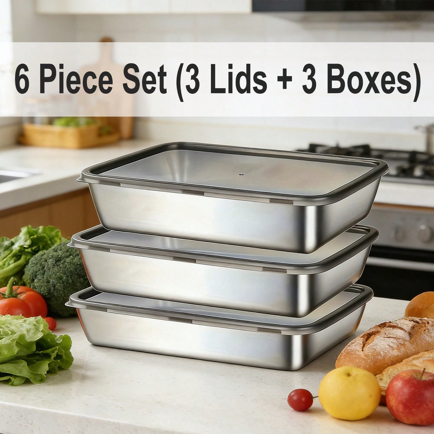 Juego de 6 recipientes (3 caja - Food Storage Containers Set reseña y precio