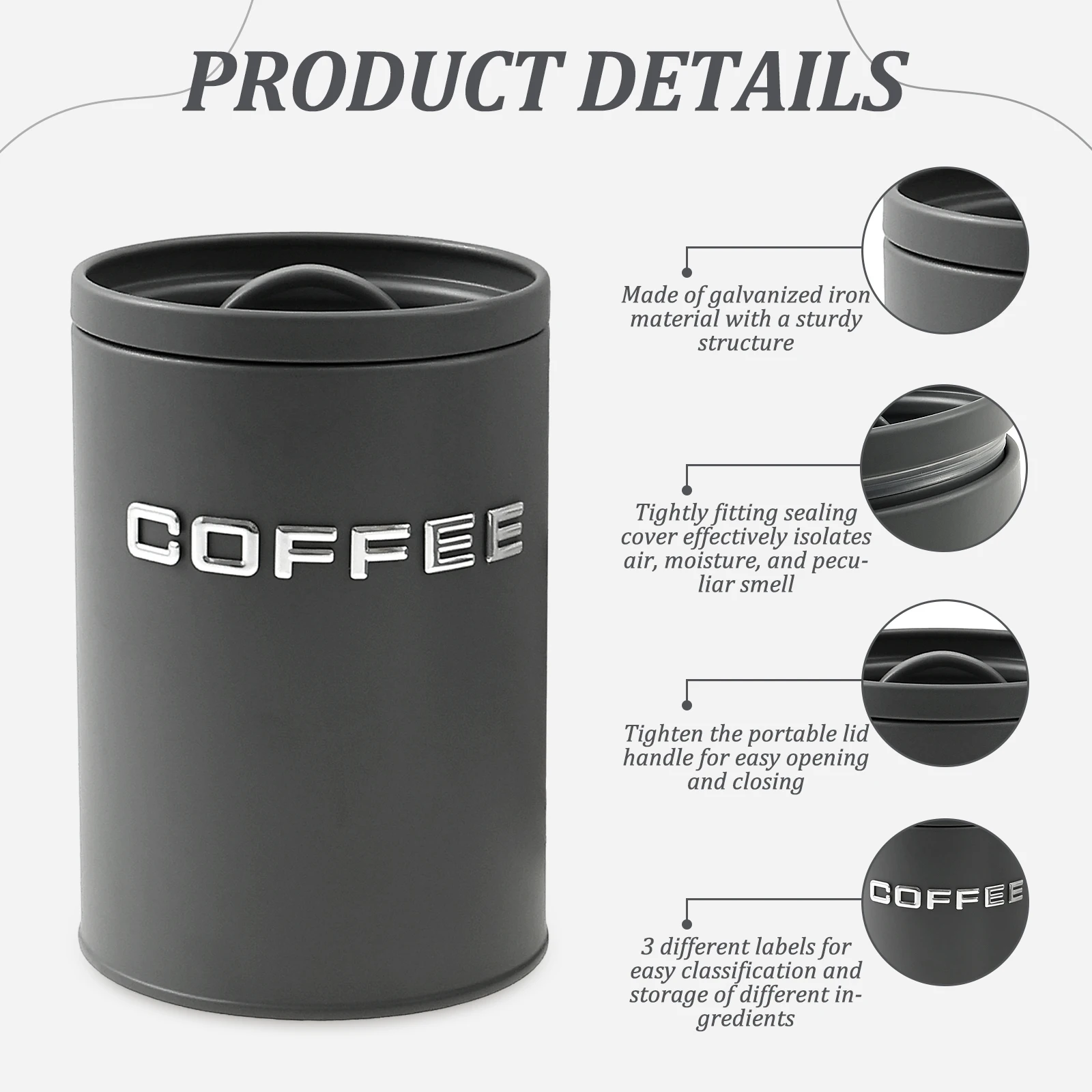 Tarro redondo de Metal para co - Food Storage Jars Airtight reseña y precio